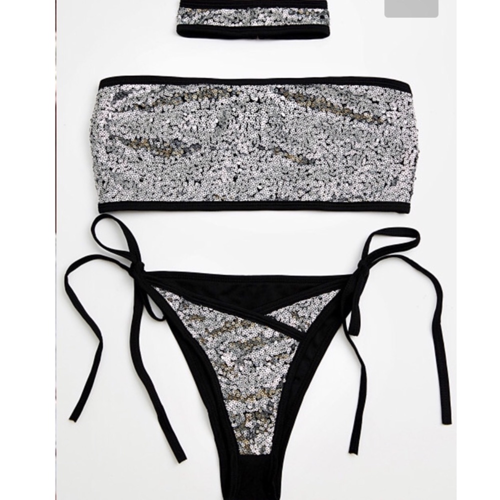 Sequin Black and Silver Swimwear